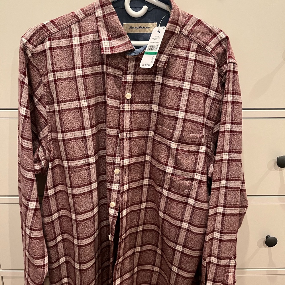 Tommy Bahama Red and White Casual Button Down Shirt
